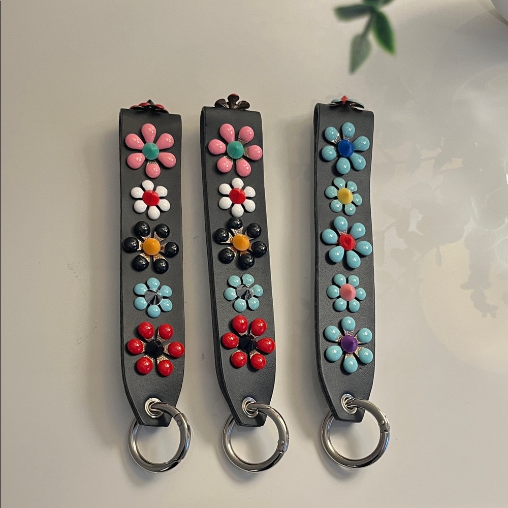 Bundle of Brand new Floral Studded Leather Key chain wristlet